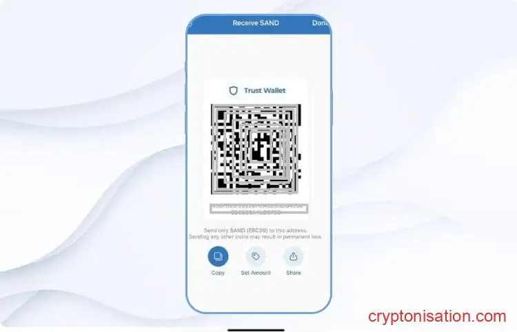 Получение адреса и OR-кода в кошельке Trust Wallet