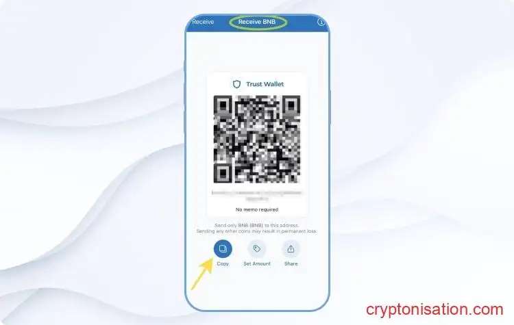 Как вывести BNB на Trust Wallet: шаг 2