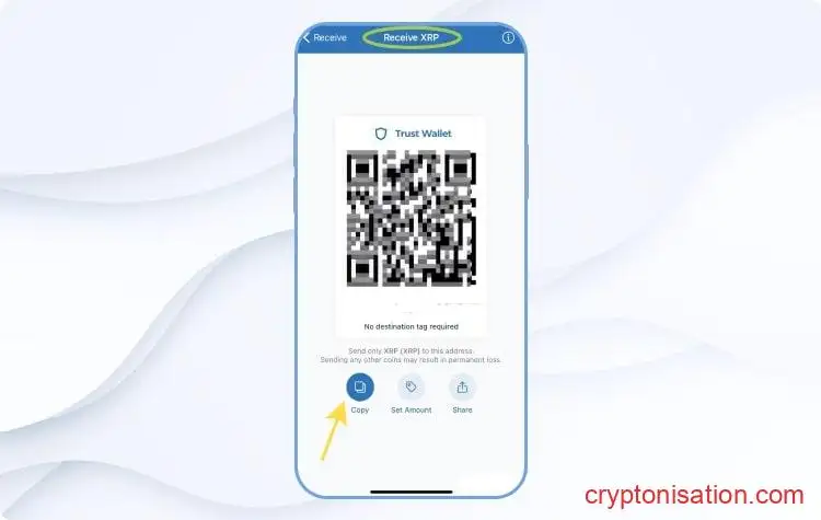 Как вывести Ripple на Trust Wallet: шаг 2