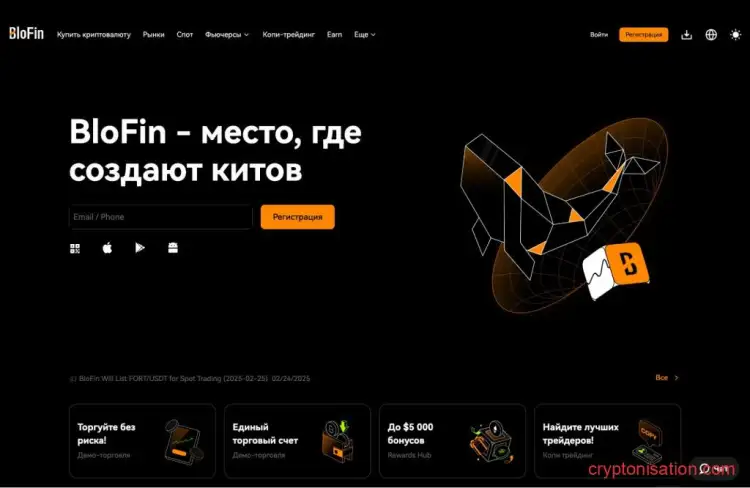 Главная страница криптобиржи BloFin