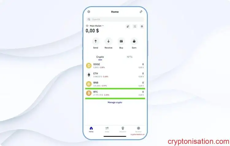 Página de inicio de Trust Wallet