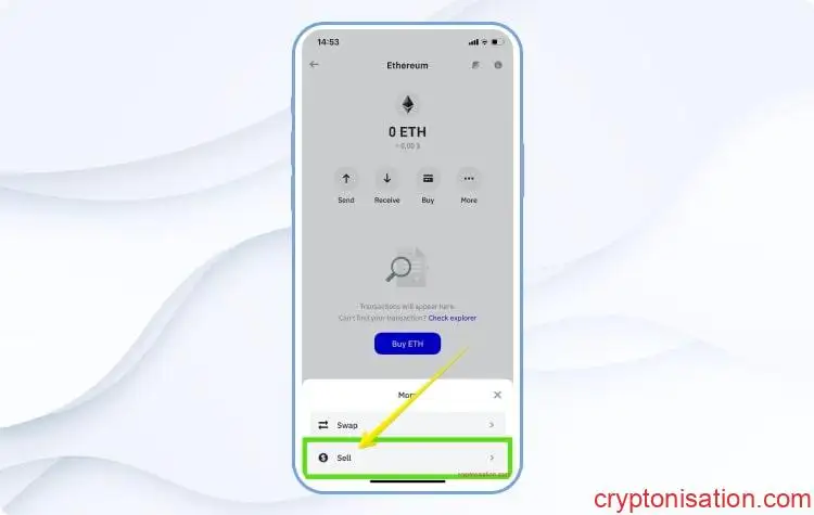 Opción de vender criptomoneda