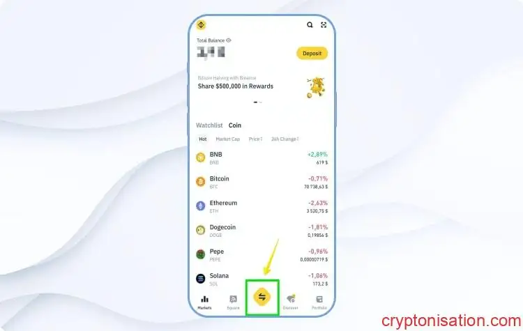 Binance exchange en Binance App