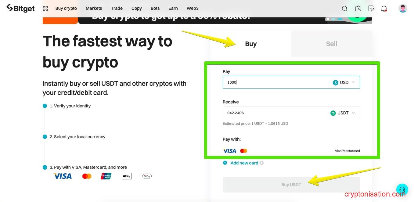 Crearea unei comenzi rapide de cumpărare USDT