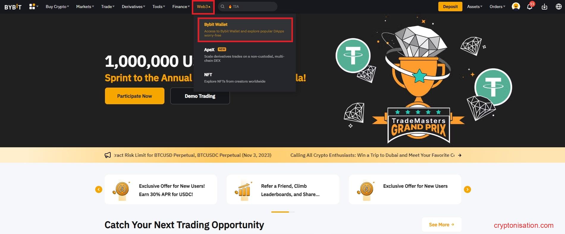 Secțiunea Bybit Wallet