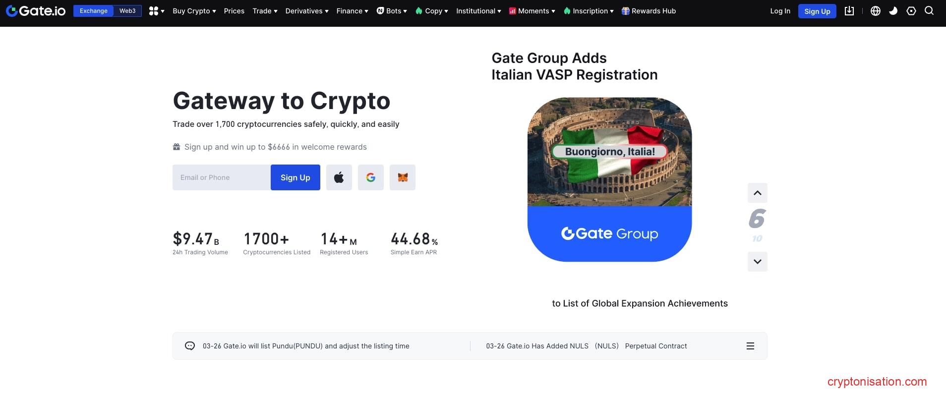 Site-ul oficial al bursei Gate.io