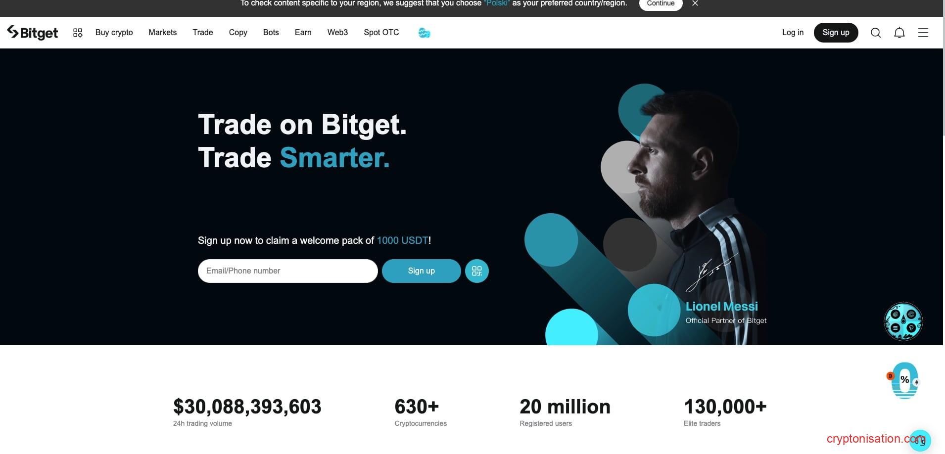Site-ul oficial al bursei criptografice Bitget