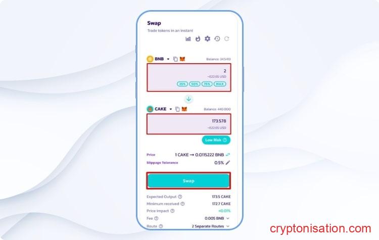 Formular pentru cumpărarea/vânzarea criptomonedelor