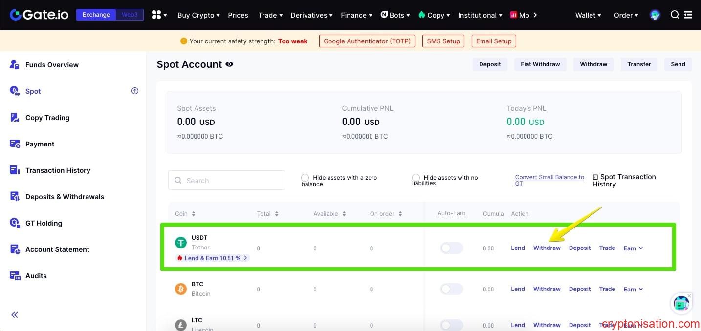 USDT çekme