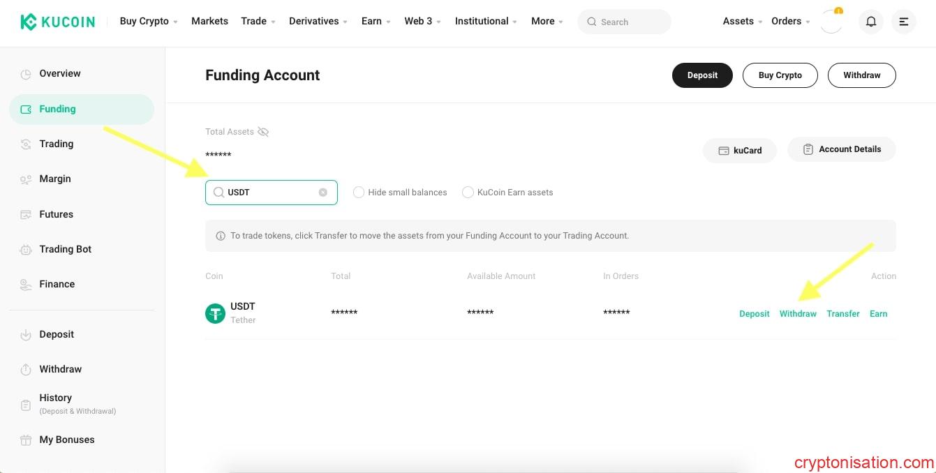 USDT çekme