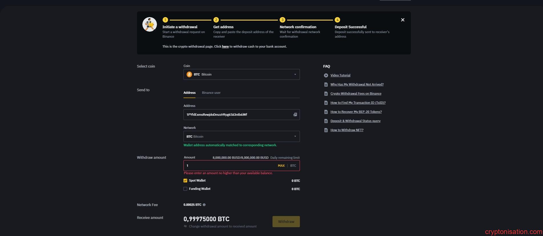 Binance’dan para çekme başvurusu