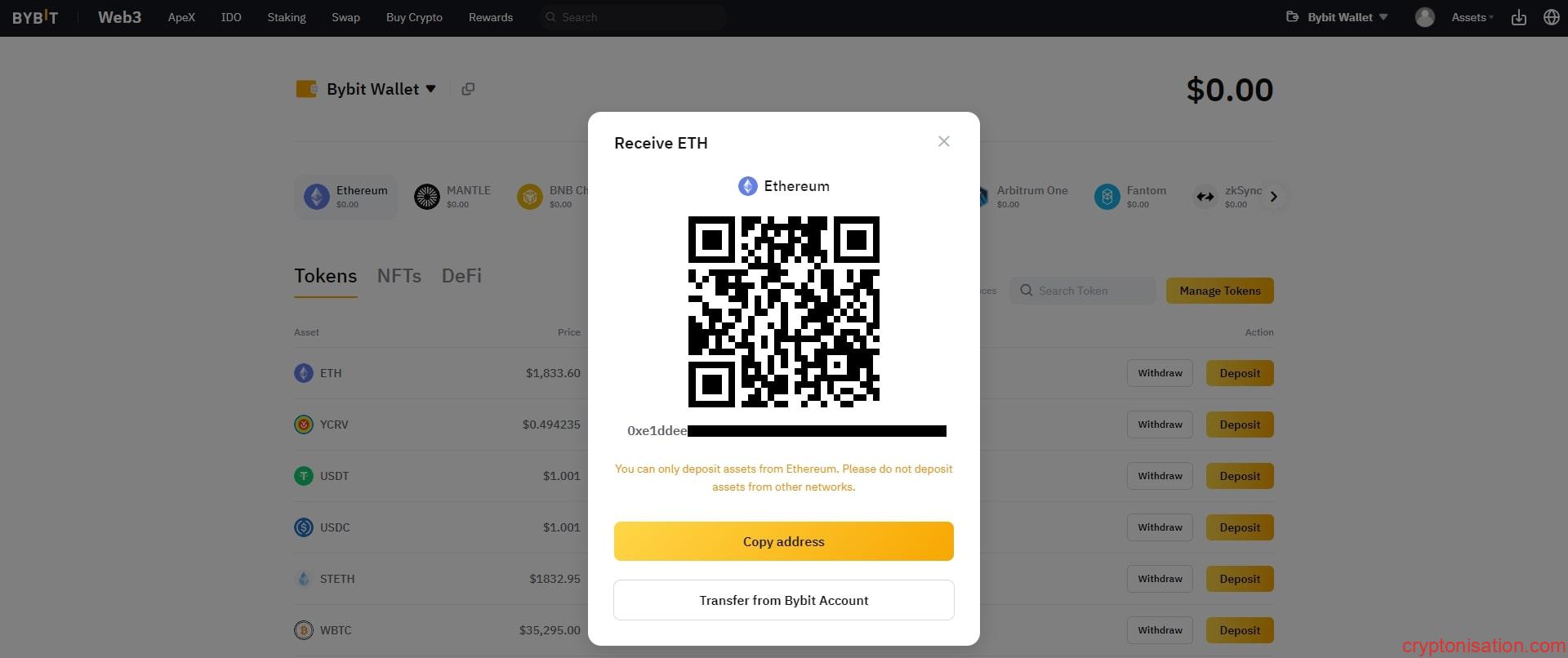 ETH ile Bybit Wallet yükleme
