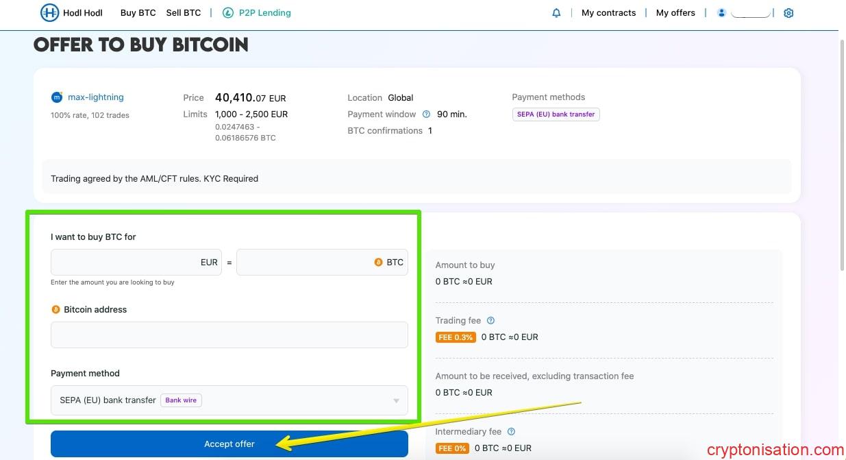 Bitcoin satın alma kontratı oluşturma