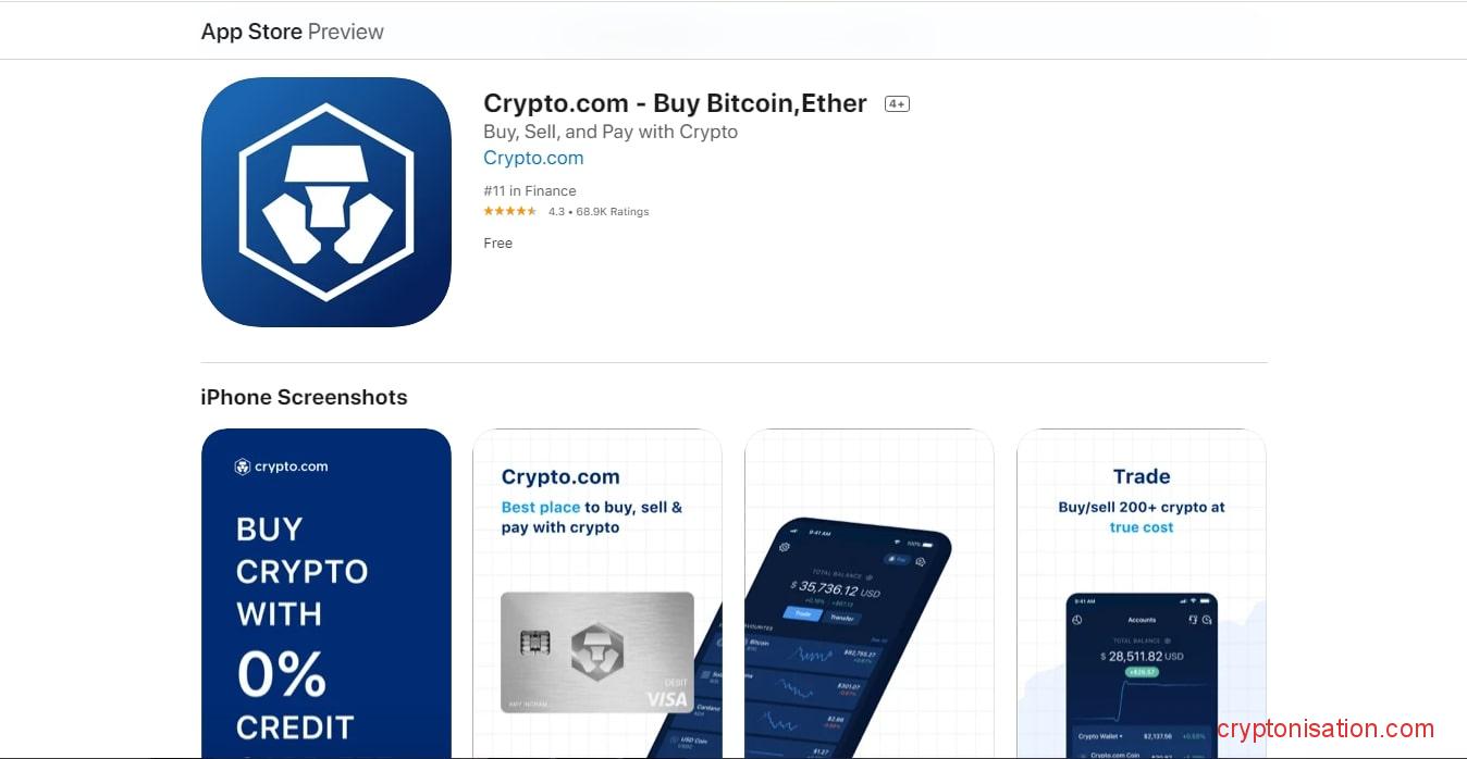 Мобильное приложение Crypto.com на AppStore подробно
