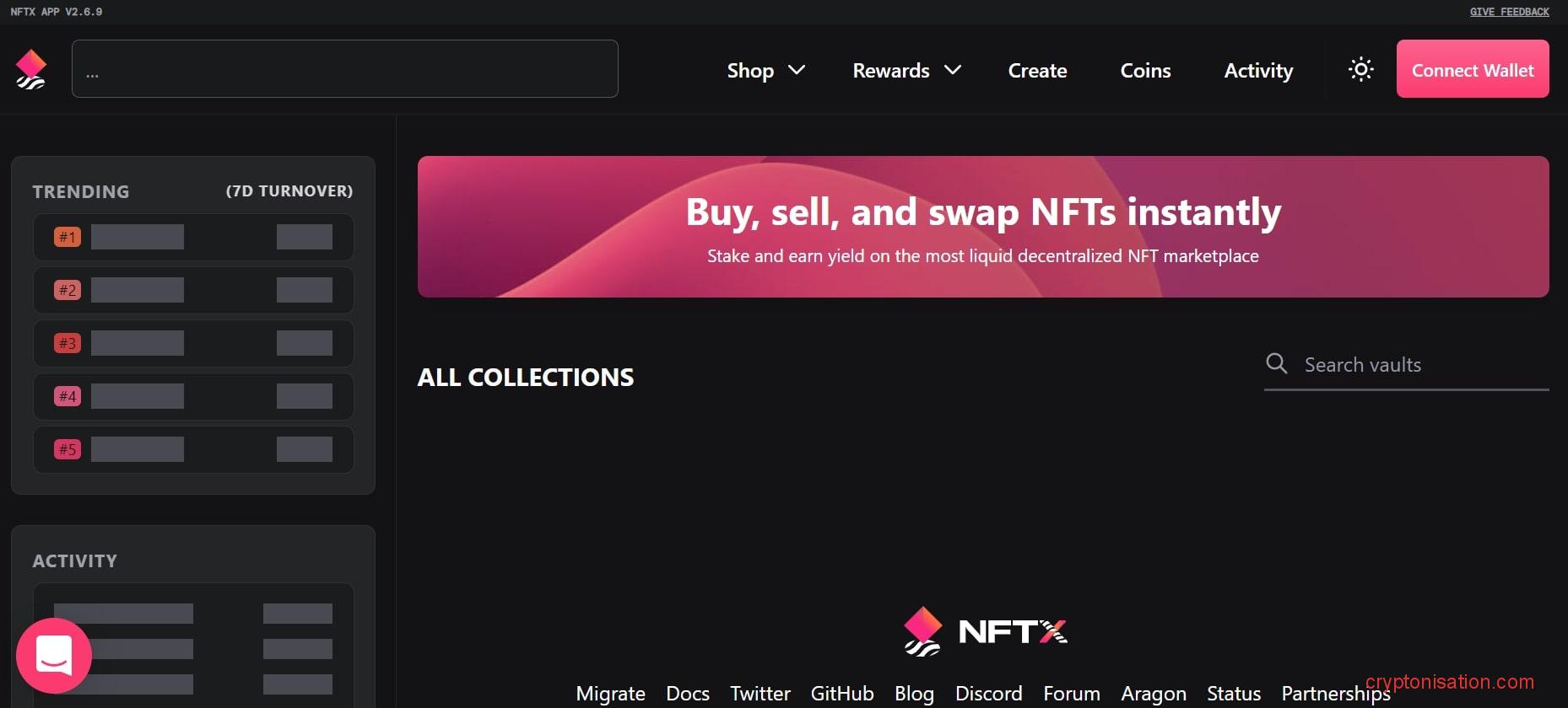 Главная страница NFTX