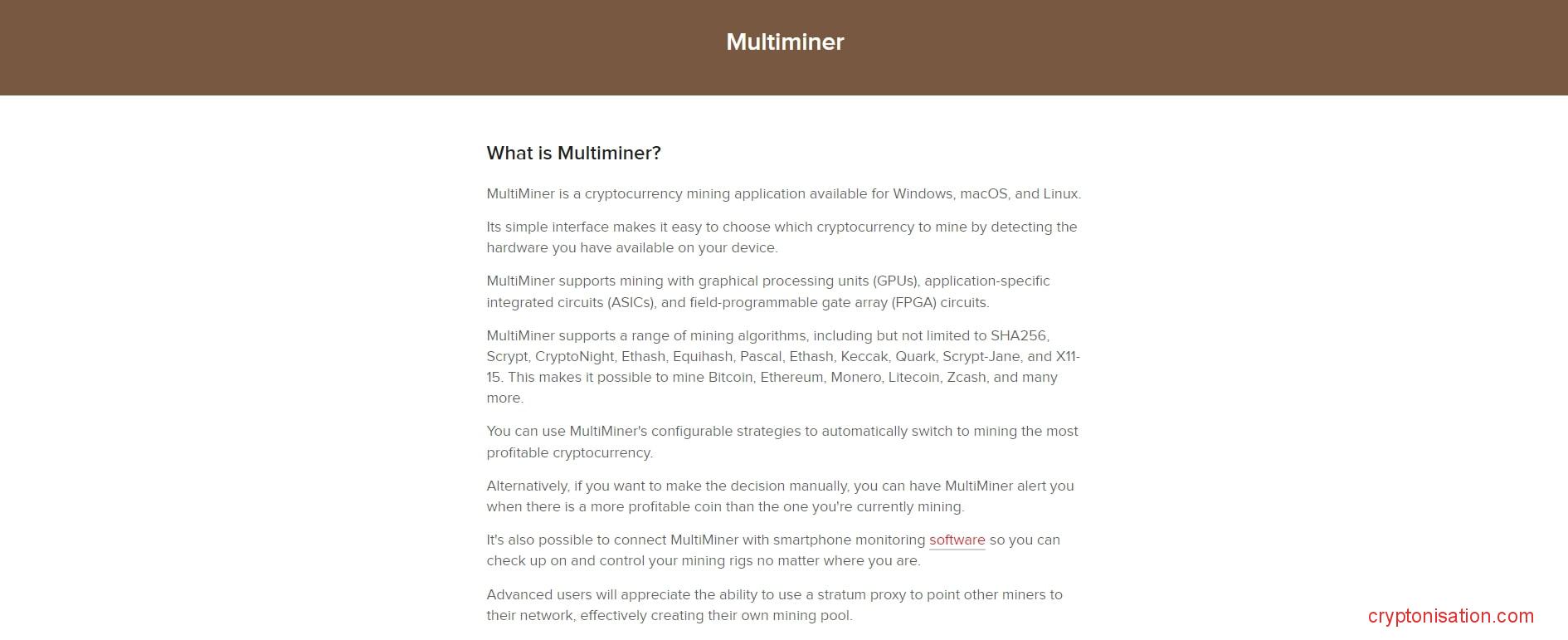 Главная страница MultiMiner