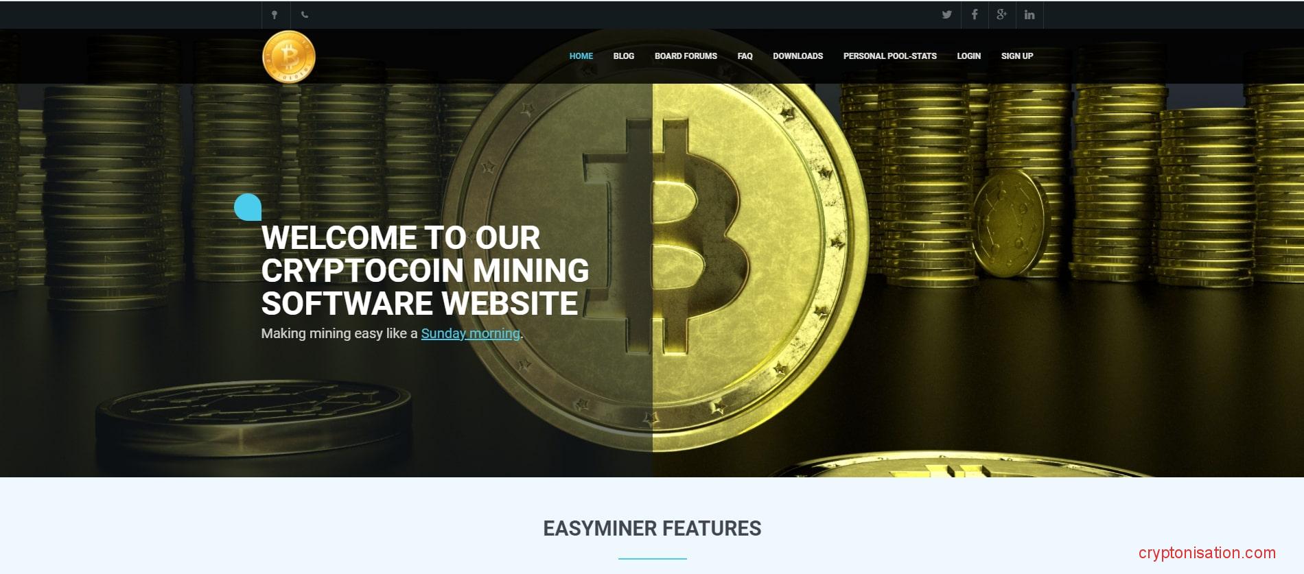 Главная страница EasyMiner