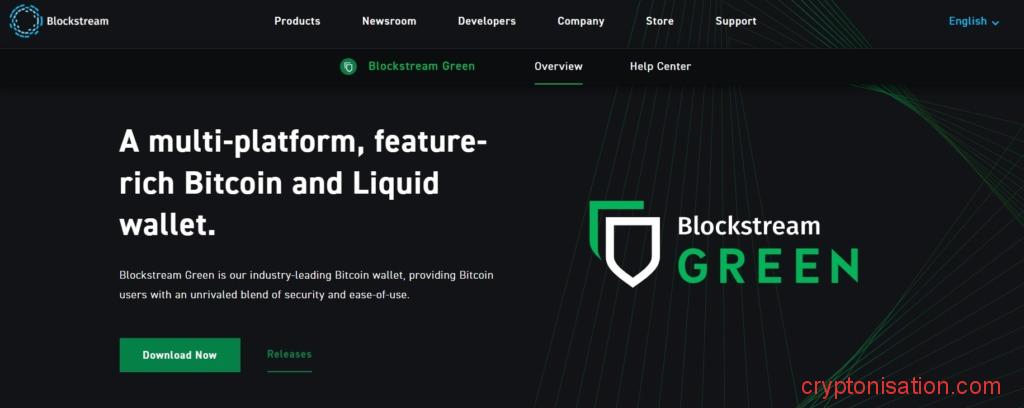 Главная страница сайта Blockstream green