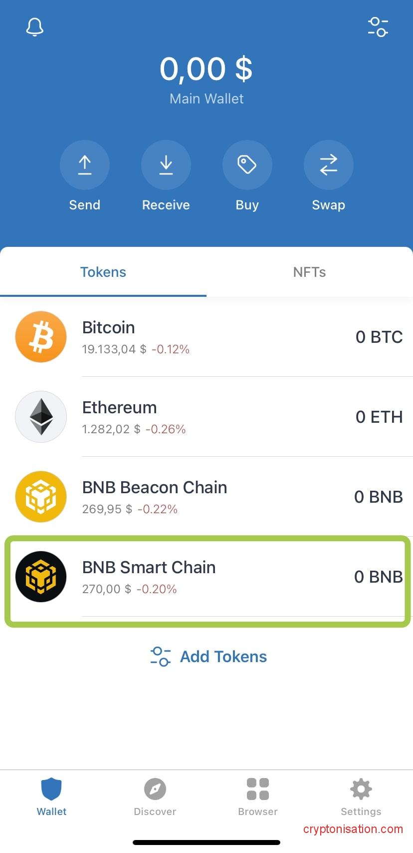 Получение BNB Smart Chain. Шаг 1