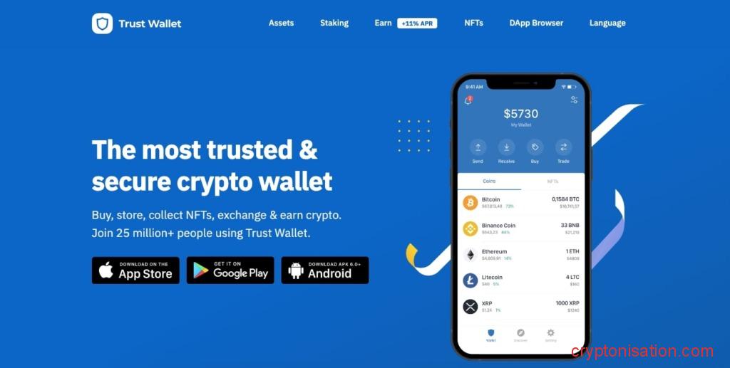 Главная страница Trust Wallet