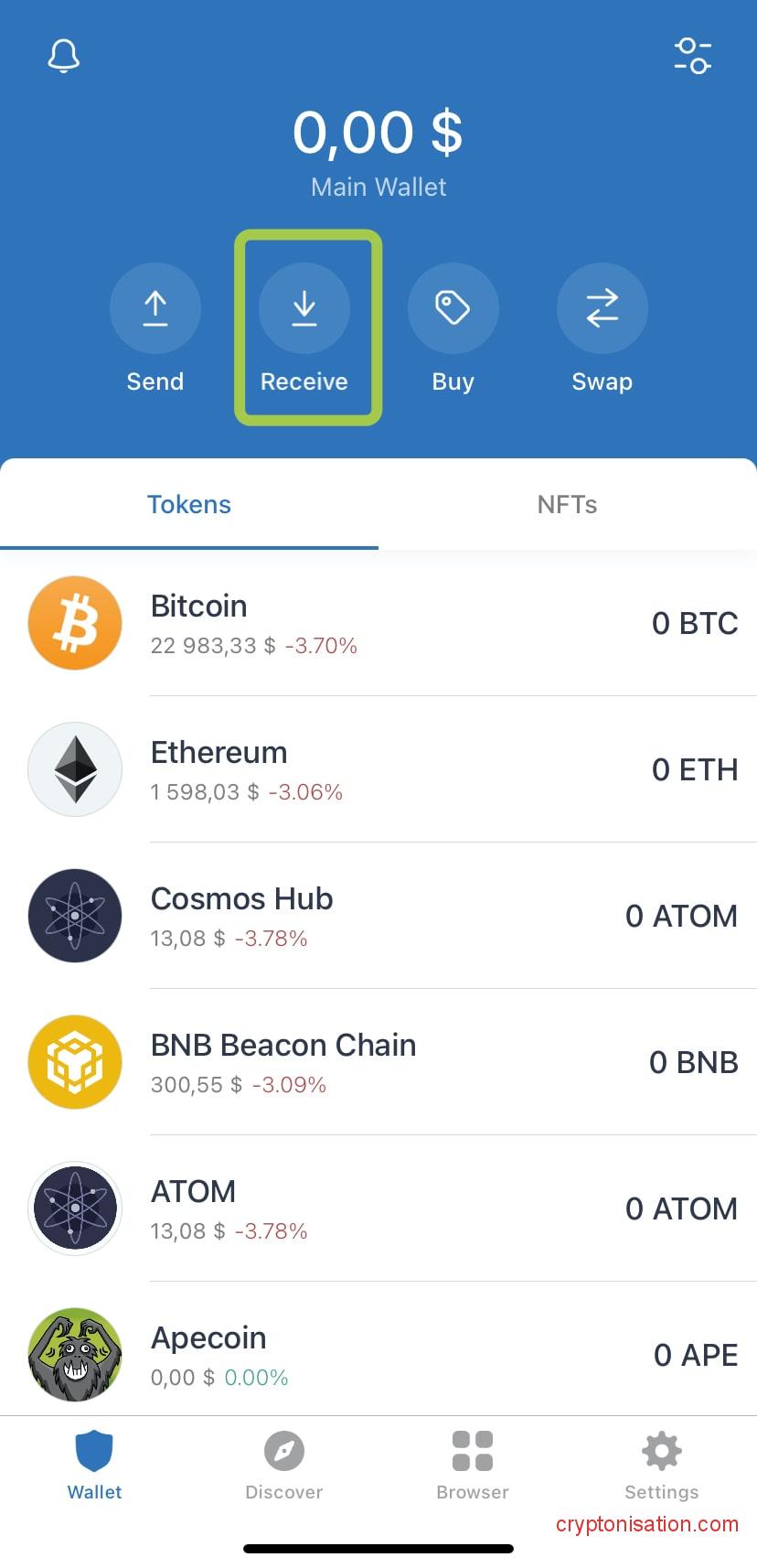 Главная страница Trust Wallet