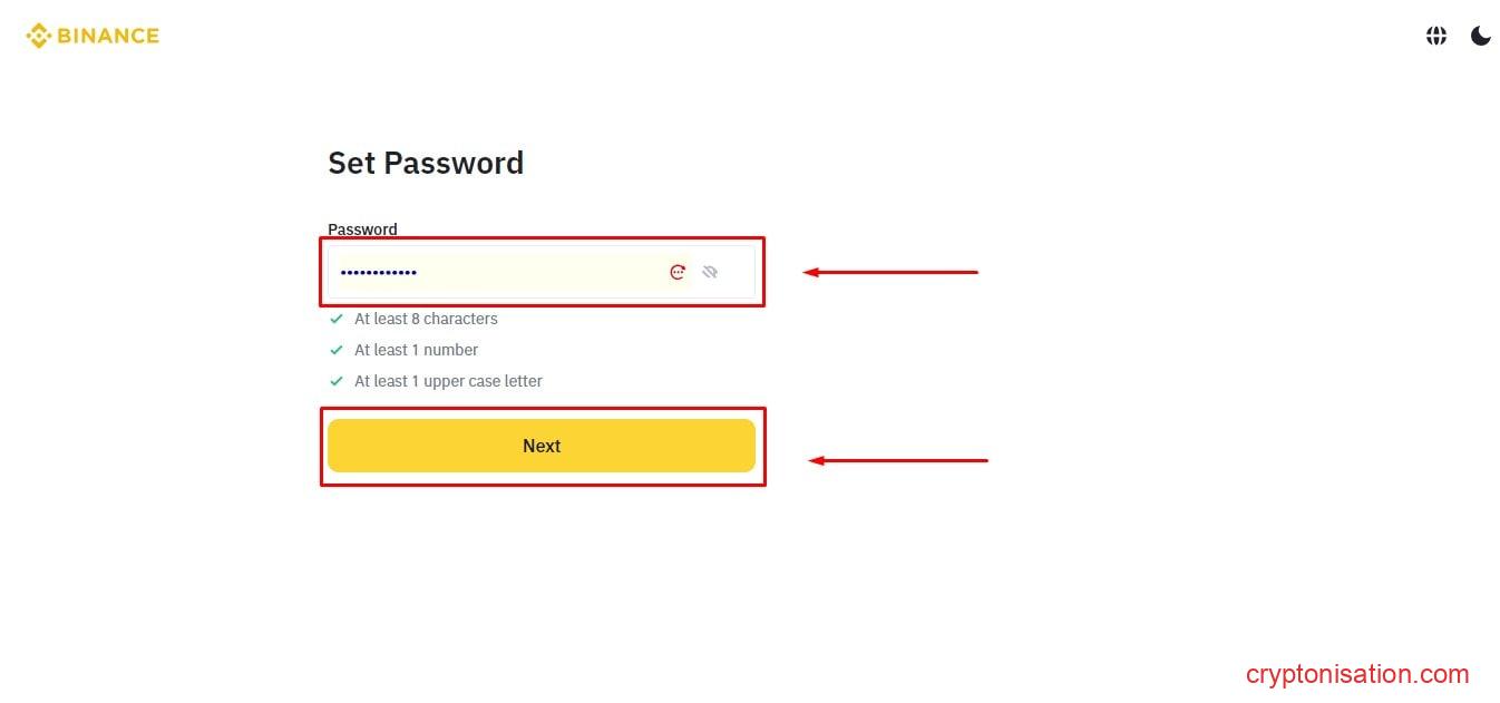 Поле создание пароля