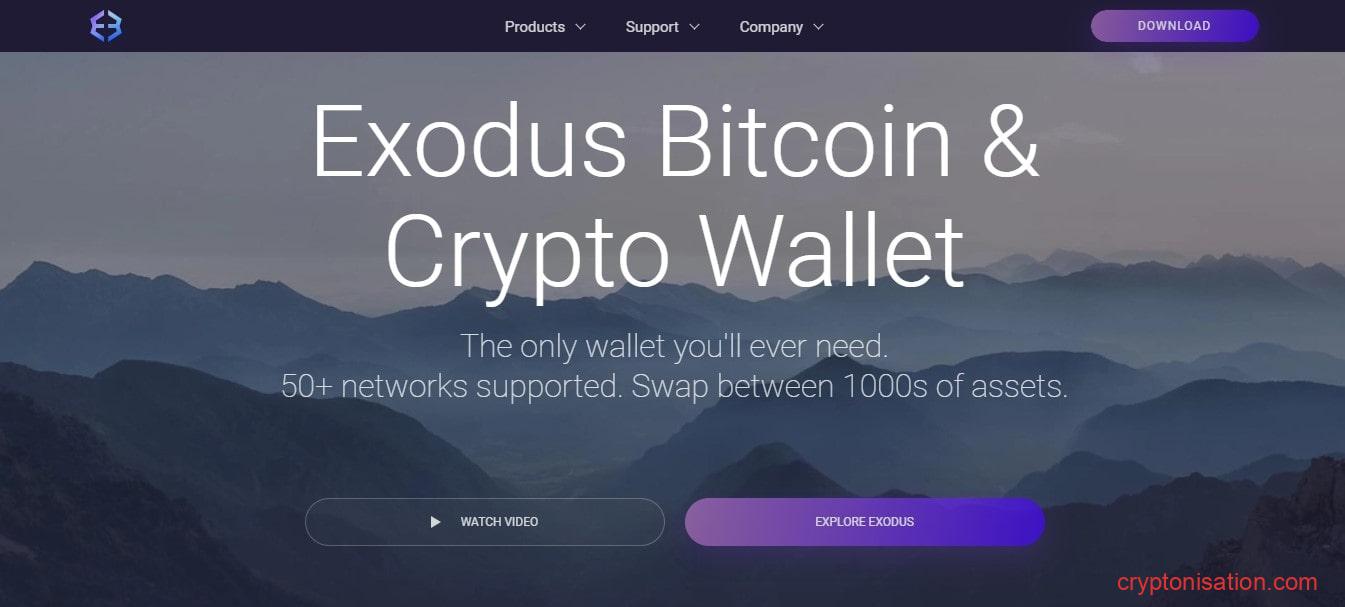 Стартовая страница сайта Exodus Wallet