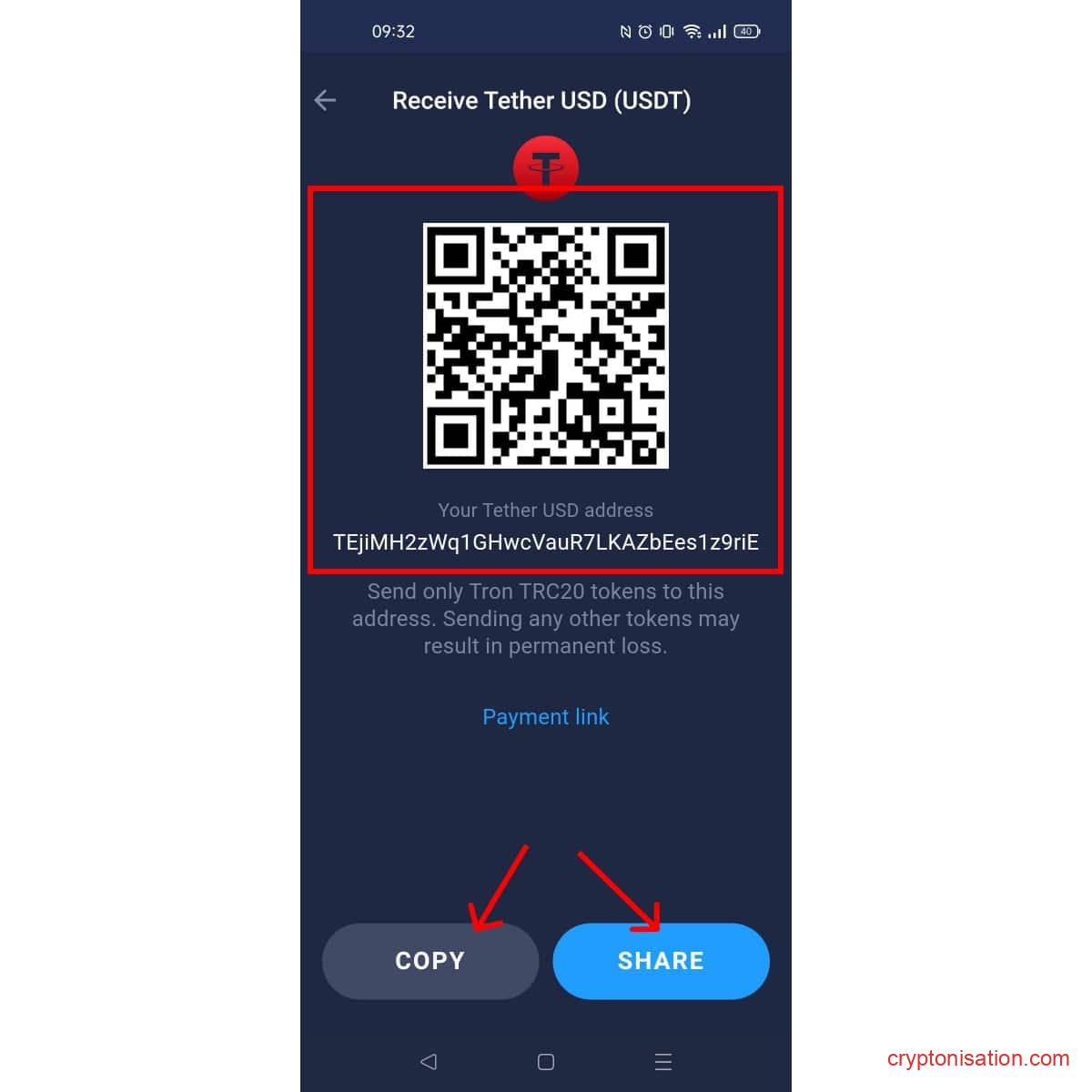 Адрес и QR-код кошелька