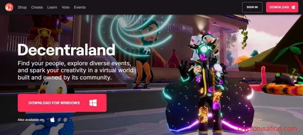 Виртуальная NFT-площадка Decentraland